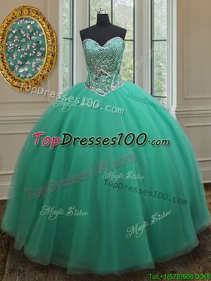 Sleeveless Zipper Floor Length Beading Sweet 16 Quinceanera Dress
