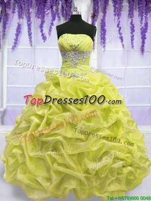 Simple Strapless Sleeveless Lace Up Sweet 16 Quinceanera Dress Blue Organza
