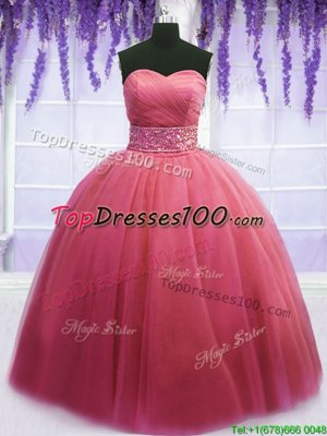 Shining Sleeveless Organza Floor Length Lace Up Ball Gown Prom Dress in Burgundy for with Sequins and Pick Ups
