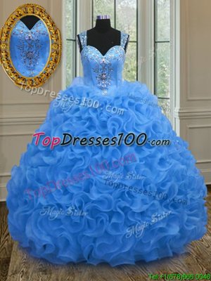 High End Sleeveless Floor Length Beading and Ruffles and Ruffled Layers Lace Up Vestidos de Quinceanera with Multi-color