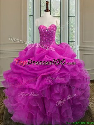 Lilac Ball Gown Prom Dress Military Ball and Sweet 16 and Quinceanera and For with Beading and Ruffles Scoop Sleeveless Lace Up