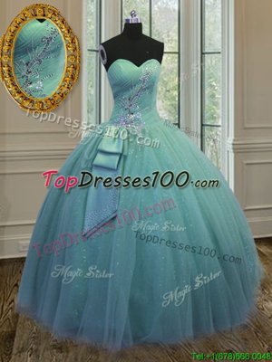 Top Selling Sleeveless Beading and Ruching and Bowknot Lace Up Sweet 16 Dress