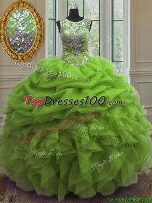 Colorful Halter Top Purple Lace Up Quinceanera Gowns Beading and Ruffled Layers and Pick Ups Sleeveless Floor Length