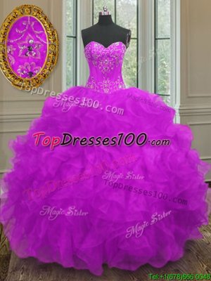 Floor Length Multi-color Quinceanera Gown Organza Sleeveless Beading and Ruffles and Sashes|ribbons