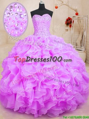 Organza Sleeveless Floor Length 15 Quinceanera Dress and Embroidery and Sashes|ribbons