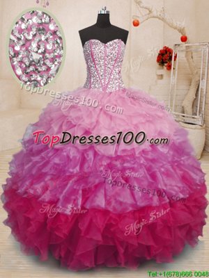 Hot Selling Burgundy Lace Up Sweetheart Beading and Appliques 15th Birthday Dress Tulle Sleeveless Brush Train