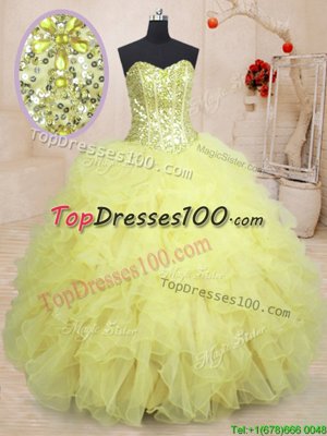 Modern Baby Blue Zipper Sweetheart Beading and Appliques and Ruffles Quinceanera Gown Organza Sleeveless