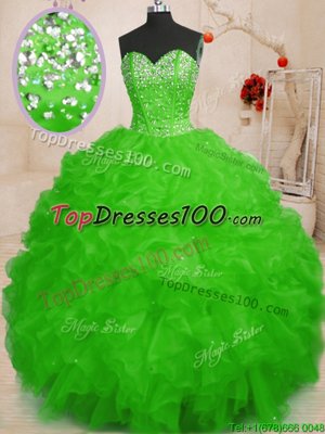 Extravagant Sleeveless Lace Up Floor Length Beading and Ruffles and Ruffled Layers Vestidos de Quinceanera