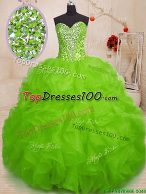 Sleeveless Beading and Ruffles and Ruffled Layers Lace Up Quince Ball Gowns