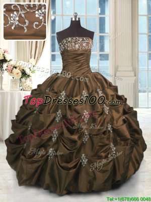 Turquoise Taffeta and Tulle Lace Up 15 Quinceanera Dress Sleeveless Floor Length Beading and Lace and Appliques and Ruching