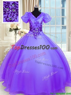 Amazing Sleeveless Appliques Lace Up Sweet 16 Dress