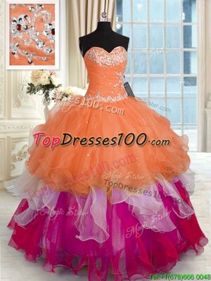 Clearance Dark Purple Ball Gowns Beading and Appliques and Embroidery and Pick Ups Quinceanera Dress Lace Up Taffeta Sleeveless Floor Length