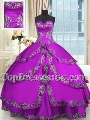 Fantastic Lavender Lace Up Quinceanera Dresses Beading and Ruffles and Pick Ups Sleeveless Floor Length