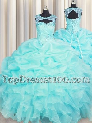 Lavender Sleeveless With Train Beading and Ruffles and Pick Ups Lace Up Quince Ball Gowns