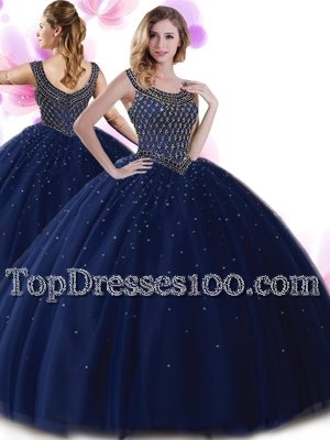 Scoop Lavender Sleeveless Beading Lace Up 15 Quinceanera Dress