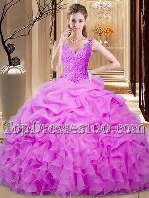 Smart Sleeveless Lace and Ruffles and Pick Ups Backless Sweet 16 Quinceanera Dress