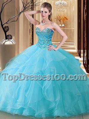 Extravagant Royal Blue Ball Gowns Tulle Sweetheart Sleeveless Beading Floor Length Lace Up Quinceanera Gowns