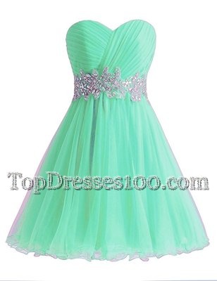 Chiffon Sweetheart Sleeveless Lace Up Beading and Ruching Party Dress Wholesale in Apple Green