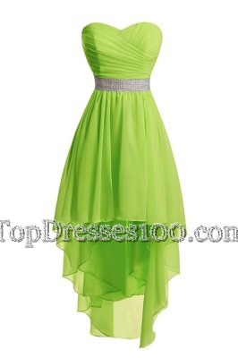 Admirable Sleeveless High Low Belt Lace Up Homecoming Dress