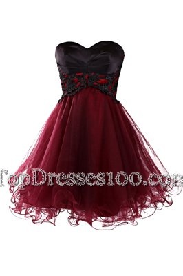 Elegant Burgundy Sleeveless Lace Knee Length Club Wear