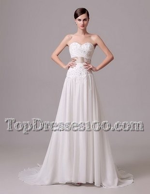 Nice White Ball Gowns Lace and Appliques Wedding Dress Zipper Organza Sleeveless With Train