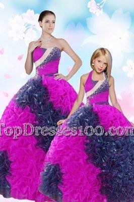 Multi-color Lace Up Sweetheart Sequins and Pick Ups Sweet 16 Quinceanera Dress Taffeta Sleeveless