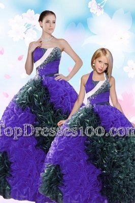 Modern Multi-color Ball Gowns Sweetheart Sleeveless Taffeta Floor Length Lace Up Sequins and Pick Ups Sweet 16 Dresses