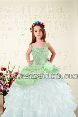 Glamorous Sleeveless Beading and Ruffled Layers and Hand Made Flower Lace Up Teens Party Dress