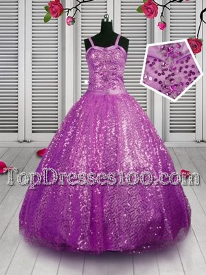 Low Price Sleeveless Lace Up Floor Length Beading and Sequins Party Dress