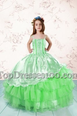 Sleeveless Floor Length Embroidery and Ruffled Layers Lace Up Party Dress with