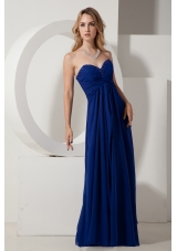 Royal Blue Empire Sweetheart Beading Prom / Evening Dress Floor-length Chiffon