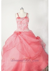 Little Girl Pageant Dresses With Beading Hand Made Flowers and Coral Red  Pageant Dresses