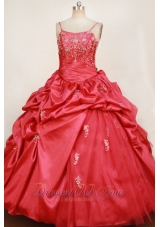 Red Little Girl Pageant Dresses With Appliques Pick-ups and Straps  Pageant Dresses
