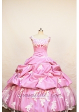 Rose Pink Little Girl Pageant Dresses With Appliques Pick-ups and Scoop  Pageant Dresses