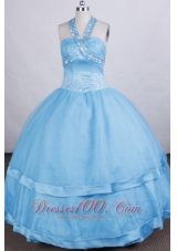 Discount Ball Gown Little Girl Pageant Dress Halter Beading Floor-length  Pageant Dresses