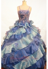 Exquisite Appliques Ruffles Ball Gown Straps Floor-length Little Girl Pageant Dress  Pageant Dresses