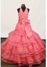 Beautiful Beading and Ruffled Layers Ball Gown Hater Little Girl Pageant Dress Floor-length  Pageant Dresses