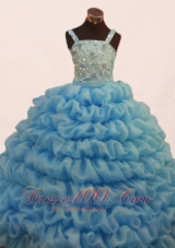 Gorgeous Pick-ups and Beading Decorate Bodice Ball Gown Straps Floor-length Little Girl Pageant Dress  Pageant Dresses