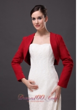 Red Satin Long Sleeves Jacket For Wedding Party