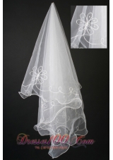 Elegent Organza Appliques Bridal Veils