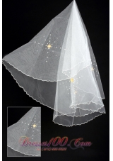 Organza Imitation Pearls Bridal Veils