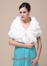 Top Selling Faux Fur Wedding Shawl With Lace V-neck