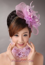 Lavender Headpiece With Appliques Decorate On Tull For Prom