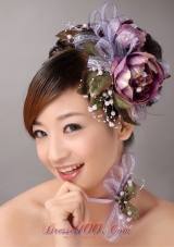 Imitation Pearl Flowers Decorate On Tulle Multi-color Headpiece