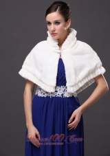 Faux Fur High-Neck White Wedding Party Wrap For Winter