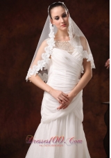 Modest Lace Appliques And Tulle Bridal Veils For Wedding