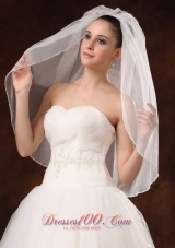 Graceful One-tier Beautiful Organza With Pearl Bridal Veils