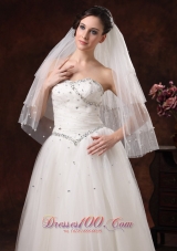 Gorgeous Pearl Trim Edge Tulle Bridal Veil