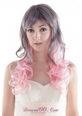Fairy Gray / Pink Long High Quality Synthetic Hair Wig