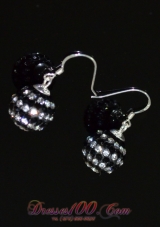 Round Luxurious Rhinestone Black and White Earrings